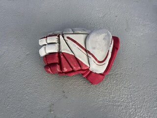 hockey glove on the gray background