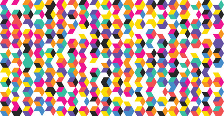 Vibrant geometric pattern with multicolored hexagons