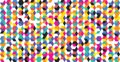 Vibrant geometric pattern with multicolored hexagons