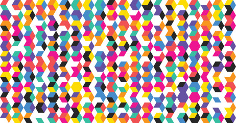 Vibrant hexagonal pattern on white background