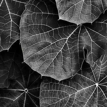 An upclose look at the intricate ing of these leaves reveals a hidden world of wonder. Black and white art