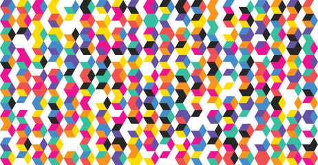 Vibrant geometric pattern with multi-colored hexagons