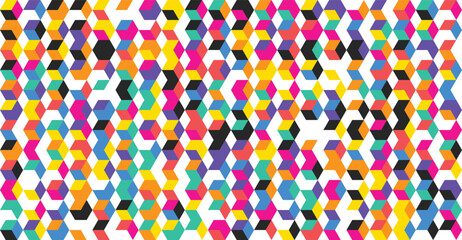Vibrant geometric pattern with hexagons and triangles