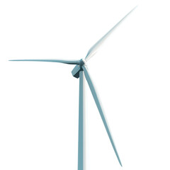 A wind turbine rotates in the wind, generating clean energy while standing alone in a blue sky with few clouds