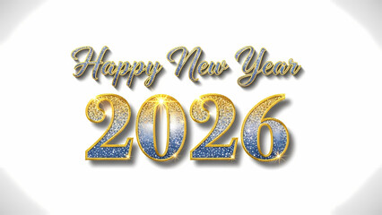 Blue sparkly 2026 Happy New Year script, cut-out image