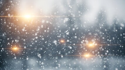 Serene snowfall background with ethereal light streaks creating a magical winter atmosphere