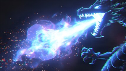 Spectacular fire-breathing dragon design showcases vibrant energy and mythical power