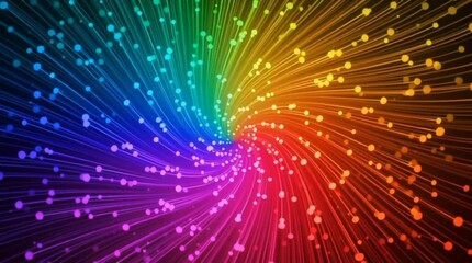 Colorful rainbow light streaks swirling vortex animation, abstract motion background with glowing particles, vibrant psychedelic loop for music visuals, festival screens, creative digital art - Powered by Adobe