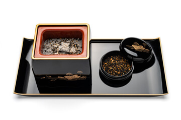 漆塗りの香炉と香合のセット