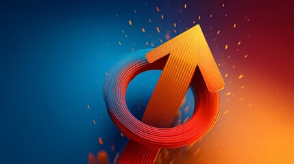 Vibrant 3D Upward Arrow with Colorful Gradient Background