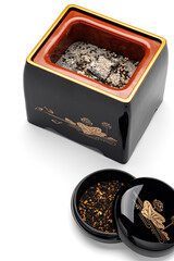 漆塗りの香炉と香合のセット