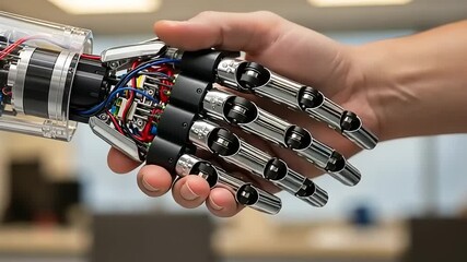 Human and Robot Handshake - A Symbol of Technological Advancement and Collaboration. - Powered by Adobe