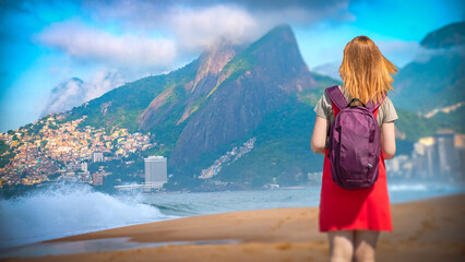 A woman on Copacabana Beach, Rio , Brazil