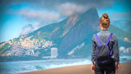 A woman on Copacabana Beach, Rio , Brazil