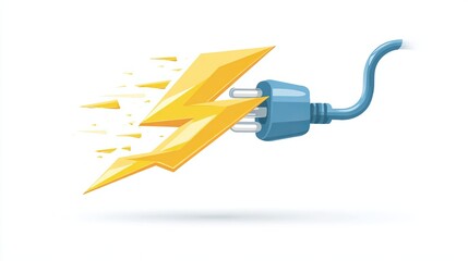 Electricity Power Plug Sparking with Lightning Bolt Energy