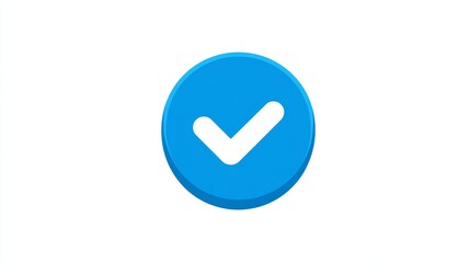 Blue Checkmark Icon, Confirmation Symbol, Approval Sign, 3D Button Design