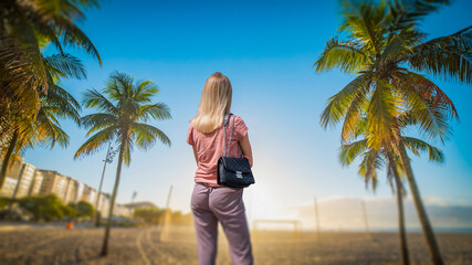A woman on Copacabana Beach, Rio , Brazil