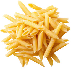 Dry pasta shapes stacked together in a pile, ready for cooking in a home kitchen during meal preparation
