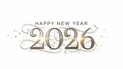Elegant Silver 2026 New Year Script with Transparency