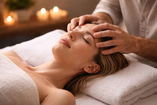 Craniosacral therapy combining focused head massage to relieve migraine and chronic pain