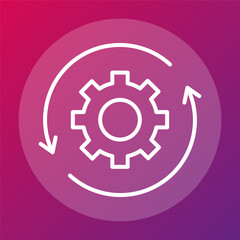 Industrial gear icon. Mechanism cycle Vector. System update symbol. Operation motion characteristic