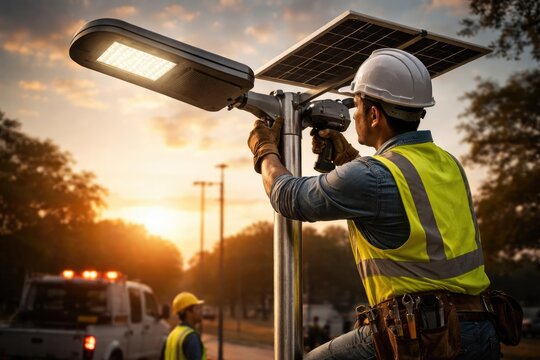 Practical guide to installing solar powered LED street lights with mounting arm and screws