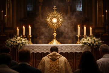 Eucharistic Holy Hour Observance with Blessed Sacrament Ostensory in Catholic Liturgy