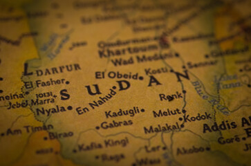 Vintage Historical Map of Sudan Featuring Khartoum and the Darfur Region