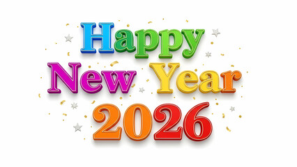 Fun Multi-colored 2026 New Year Isolated Subject