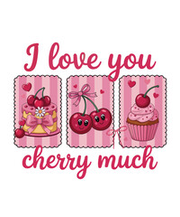 Funny Cherry Valentine Love Illustration