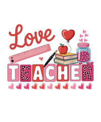 Teacher Appreciation Valentine's Day Design with Books and Apple