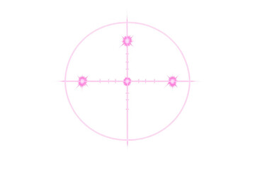 Pink glowing crosshair target reticle with neon light effect, aiming at a specific point, transparent background visual