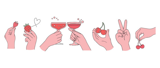 Valentine&rsquo;s Day Celebration Hands with Drinks