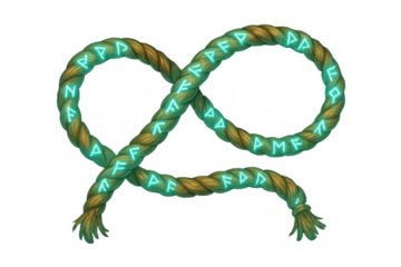 Nordic magical rope with glowing runic symbols forming infinity