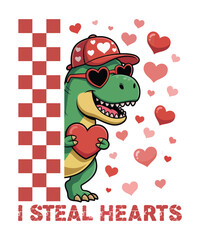 Funny T-Rex Wearing Sunglasses Valentine's Day Illustration