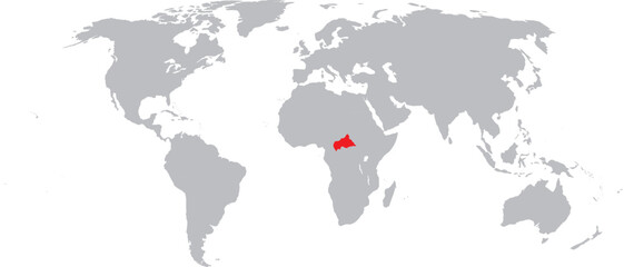 Obraz premium C.A.R Central African Republic Highlighted on World Map Vector Design.