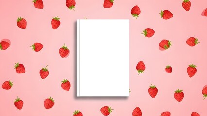 Valentine's day strawberry gift card with pink background
