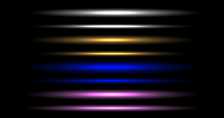 Horizontal neon laser lines with glowing speed streaks and bright linear flashes .Laser beams. Futuristic light beams and particle motion effects. Laser lines of light.