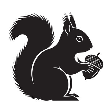 Squirrel Silhouette Holding Acorn Wildlife Illustration