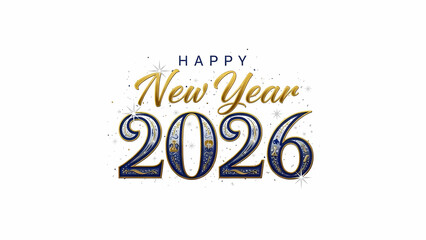 Decorative Navy and Gold 2026 Isolated Subject