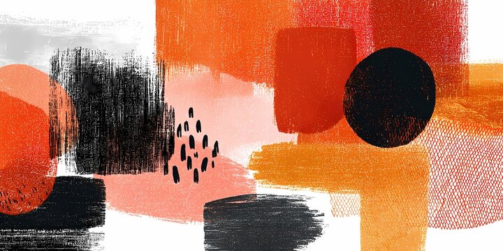 Abstract brushstroke composition with bold color blocks and geometric shapes