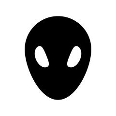Fototapeta premium Alien black icon. Alien face sign, symbol. UFO, science fiction, fantasy concept. Editable stroke. Vector illustration. Flat design. Isolated on a white background.