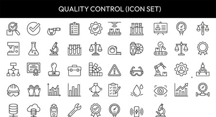 Quality control icon set for assurance and inspection
