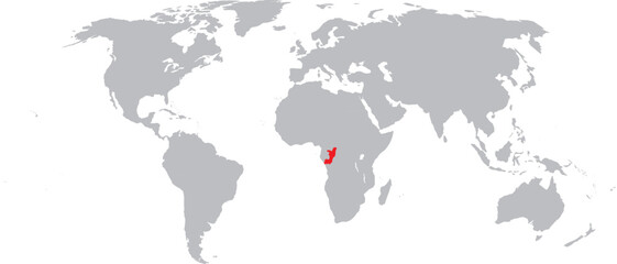 Fototapeta premium Congo Republic Highlighted on World Map Vector Design