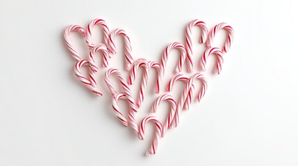 Candy Cane Heart: A collection of candy canes meticulously arranged to form a heart, a sweet symbol of affection and holiday cheer.