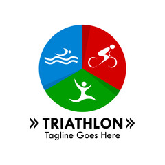 Triathlon symbol logo design template illustration