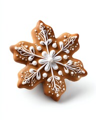 Snowflake Cookie: A beautifully decorated snowflake cookie. Intricate patterns and exquisite detailing add to its festive charm. Capturing the essence of sweetness, holiday spirit and creative baking.