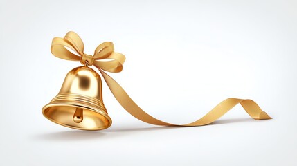 Golden Bell with a Bow: A solitary, radiant golden bell with a flowing ribbon and elegant bow, evoking a sense of festive cheer and timeless elegance.