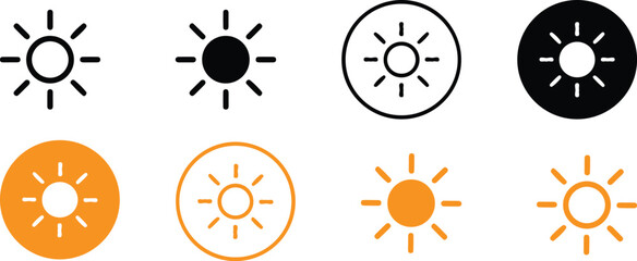 sun black yellow icon set vector illustration bright sun vector logo design collection 