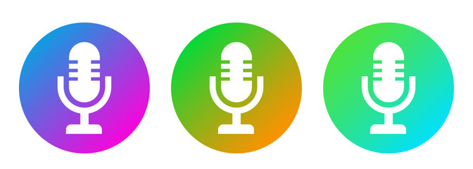 Microphone icon set. Vector colored flat icons isolated on white background.